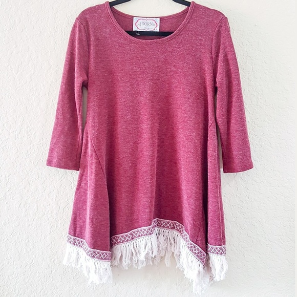 Adornit Tops - Adornit Boutique Boho Fringe Shark Bite Hem Tunic